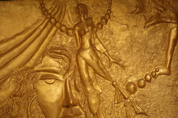 Abstrakt Guldskulptur Vid Monument Mars 2022 Hyderabad Indien — Stockfoto