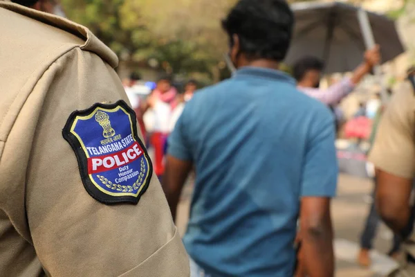 Polizia Indiana Servizio Hyderabad India Marzo 2022 — Foto Stock