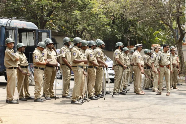 Polícia Indiana Plantão Hyderabad Índia Março 2022 — Fotografia de Stock