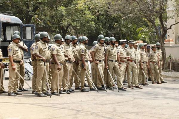 Polícia Indiana Plantão Hyderabad Índia Março 2022 — Fotografia de Stock