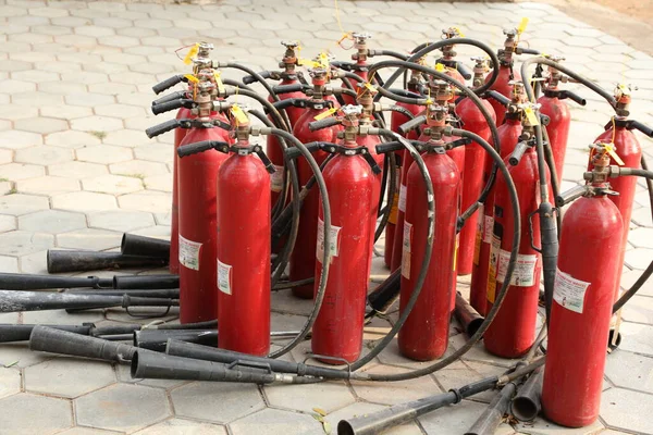 Red Fire Extinguishers Godown — Stock Photo, Image