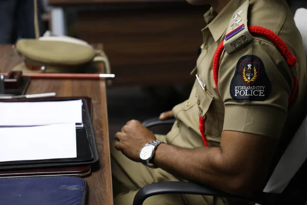 Indiska Polisen Dress Närbild — Stockfoto