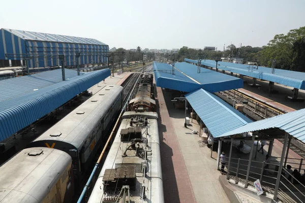 Τρένο Στο Σταθμό Hyderabad Ινδία Μαρτίου 2022 — Φωτογραφία Αρχείου