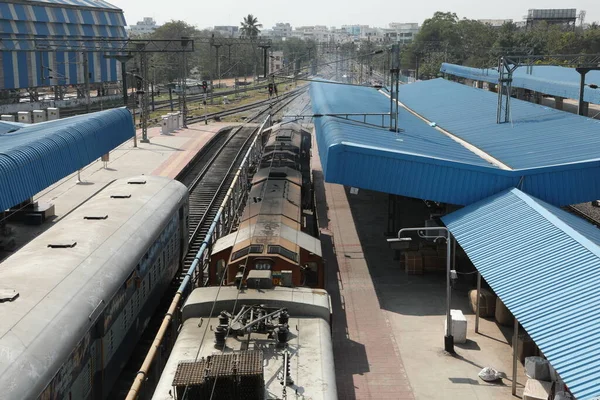 Τρένο Στο Σταθμό Hyderabad Ινδία Μαρτίου 2022 — Φωτογραφία Αρχείου