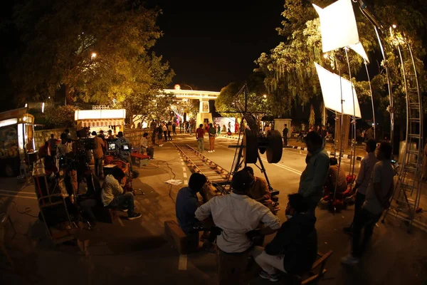 India Film Crew Making Movie College Hyderabad India 2022 — 스톡 사진
