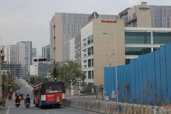 Autobus Běží Silnici Hyderabad Indie Února 2022 — Stock fotografie