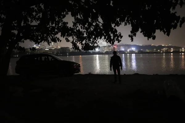 Silhouette People Water — Stock Photo, Image