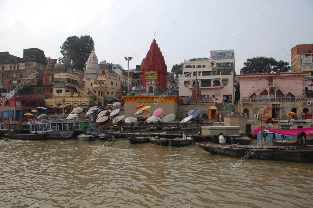 Temple at Varanasi ghat  Ganges River