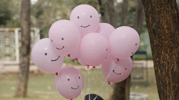 Bunch Smile Balloons Park — Stock Photo, Image