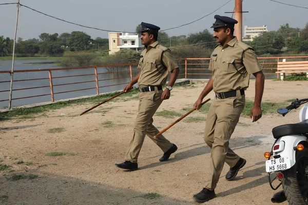 Polícia Indiana Serviço Março 2022 Hyderabad Índia — Fotografia de Stock