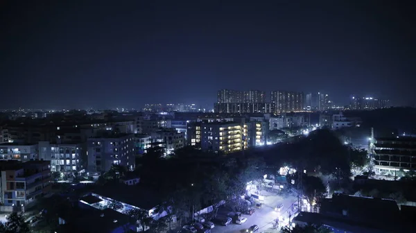 Széles Körű Felvétel City Buildings Night Ról — Stock Fotó