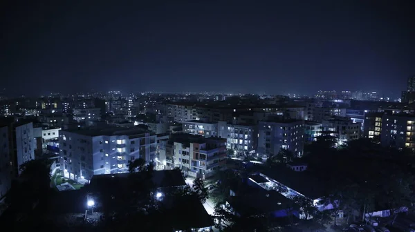 Tiro Largo Noite Dos Edifícios Cidade — Fotografia de Stock