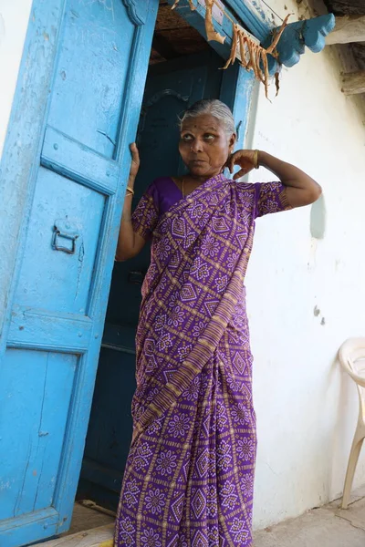 Indische Alte Frauen Hause Mai 2022 Hyderabad Indien — Stockfoto
