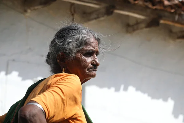 Indické Staré Ženy Doma Května 2022 Hyderabad Indie — Stock fotografie