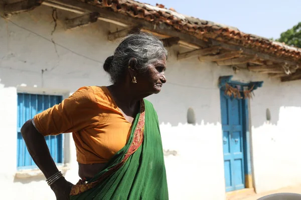 Indische Alte Frauen Hause Mai 2022 Hyderabad Indien — Stockfoto