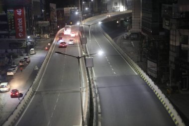 Şehir Gecesi Karayolu Trafik Yolu