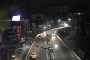 Şehir Gecesi Karayolu Trafik Yolu