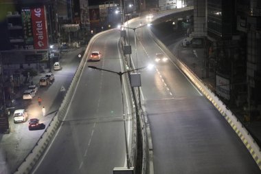 Şehir Gecesi Karayolu Trafik Yolu