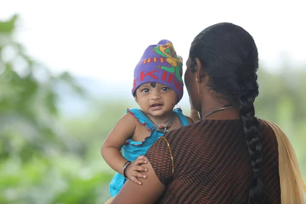 India Pobre Madre Niño Hyderabad India Marzo 2022 — Foto de Stock