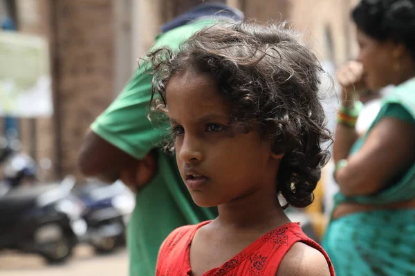 Indiano Povero Villaggio Ragazza Bambino Maggio 2021 Hyderabad India — Foto Stock