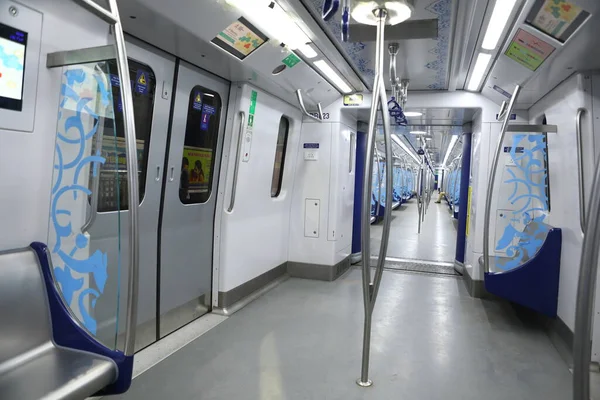 Empty Handrails Metro Train Stock Picture