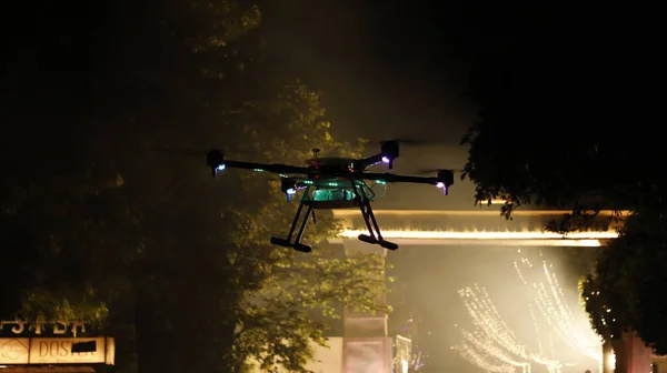 Aerial drone night with an action camera