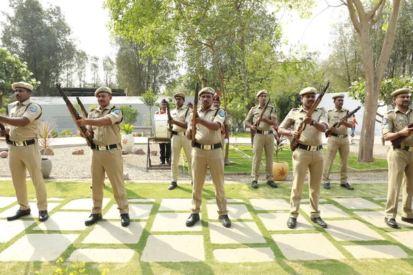 Honra Polícia Indiana Cremação Pessoa Famosa Hyderabad Índia 1St Jun — Fotografia de Stock