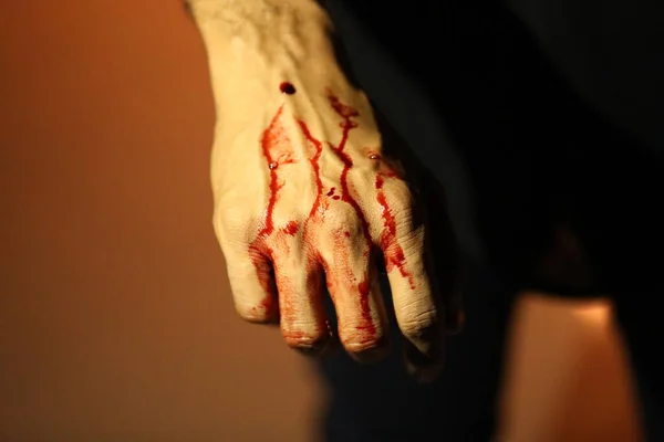 Mano Maschile Con Sangue — Foto Stock