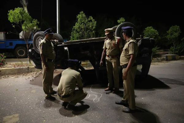 Indian Police Samochodzie Wypadku — Zdjęcie stockowe