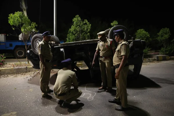 Indian Police Accident Car — Stock Photo, Image