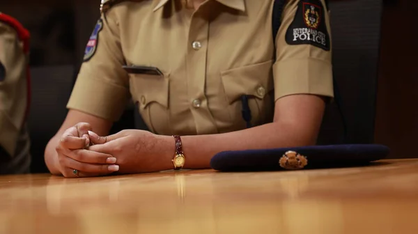 Індійський Офіцер Жіночої Поліції Хайдарабад Індія — стокове фото