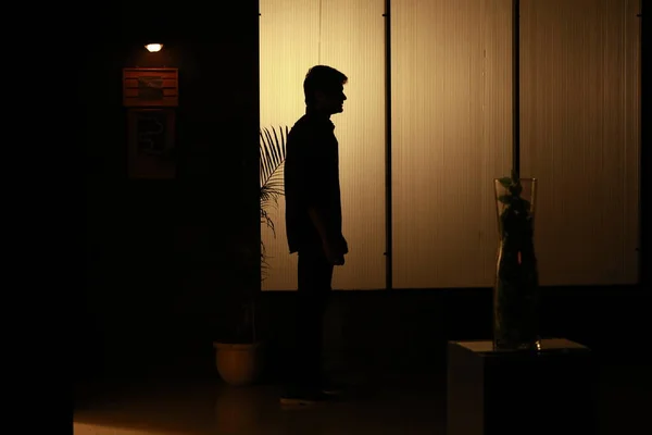 silhouette of man at Door