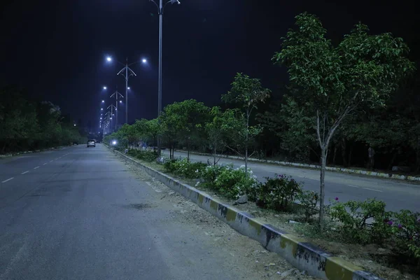 Noche Camino Alquitrán Vacío —  Fotos de Stock