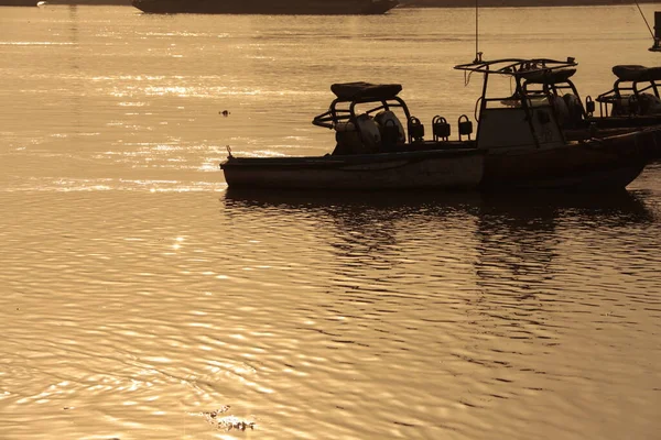 Boats Sunset Sea — Stock Photo, Image