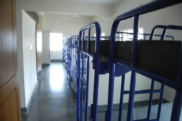 Empty Shelter Bunk Beds in Hostel