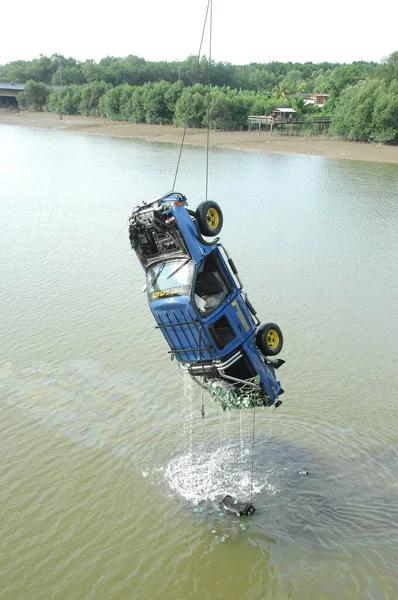 Levage Grue Accident Voiture — Photo