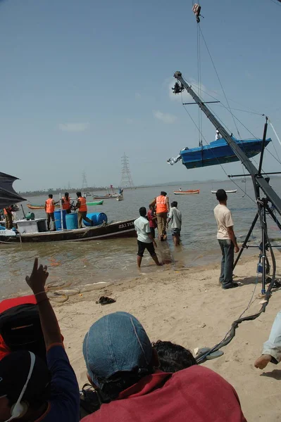 Film crew Using Crane