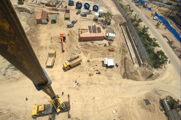 Escavadeira Trabalhando Canteiro Obras — Fotografia de Stock