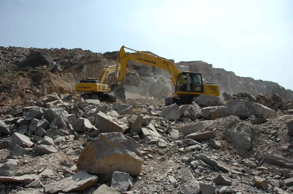 Crane Working Construction Site — Stock Photo, Image