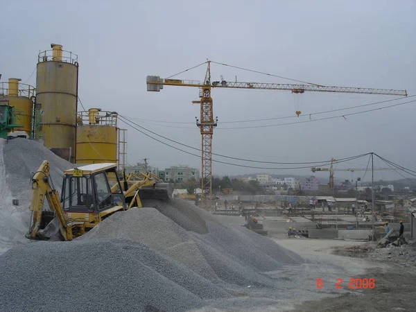 Crane Working Construction Site — Stock Photo, Image