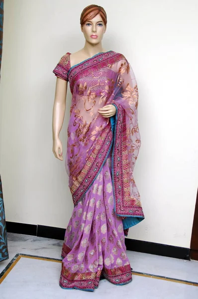 Natuurlijke Zijde Indiase Sari — Stockfoto