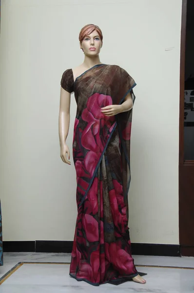 Seda Natural Indiana Sari — Fotografia de Stock