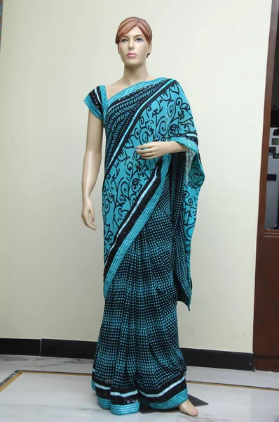 Seta Naturale Indiano Sari — Foto Stock