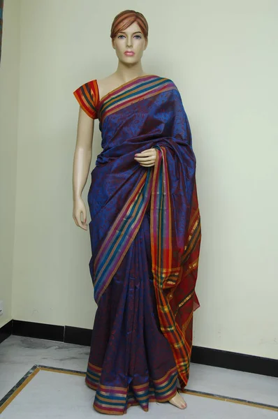 Seda Natural Indiana Sari — Fotografia de Stock