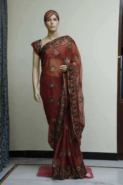 Natural Silk Indian Sari — 스톡 사진