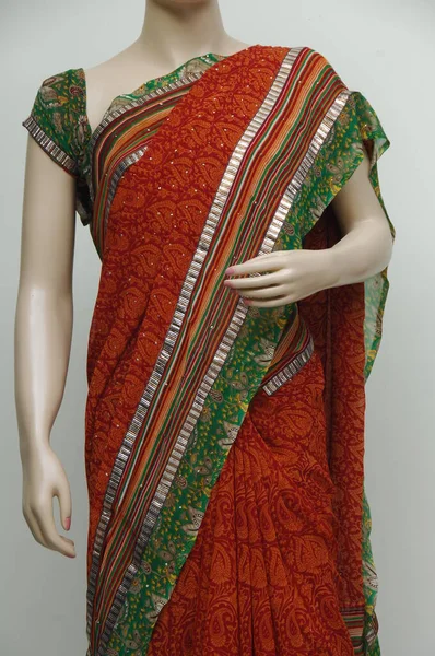 Natural Silk Indian Sari — Stock Photo, Image