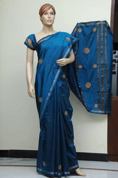 Natural Silk Indian Sari — Stock Photo, Image