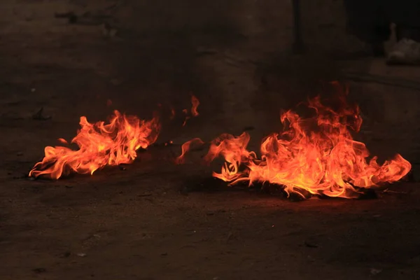 Fire Flame Isolated Black Background — Stock Photo, Image