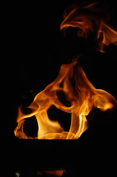 Fire Flame Isolated Black Background — Stock Photo, Image