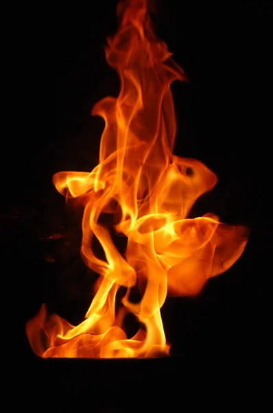 Fire Flame Isolated Black Background — Stock Photo, Image